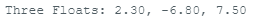 send three floats serial output